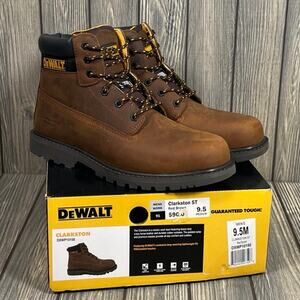 DeWalt Clarkston ST Steel Toe Safety Leather Work Boots 9.5 Brown Construction